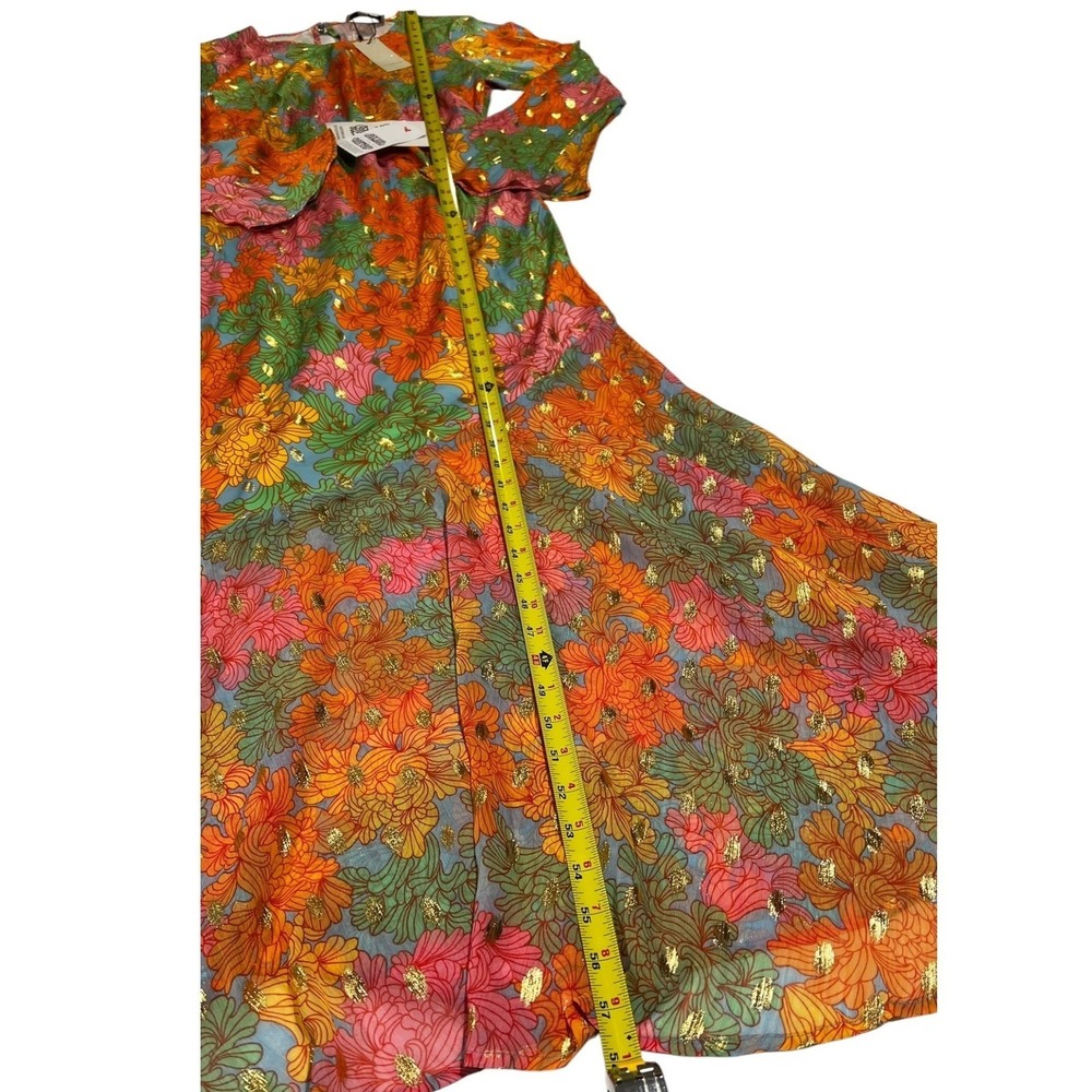 NWT Never Fully Dressed Floral Alaia Maxi Dress Gold Foil Multi Color US 10 - Picture 9 of 16